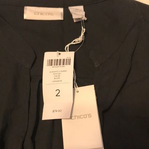 Chico’s sheer Whitley black shirt. NWT. Retail $79